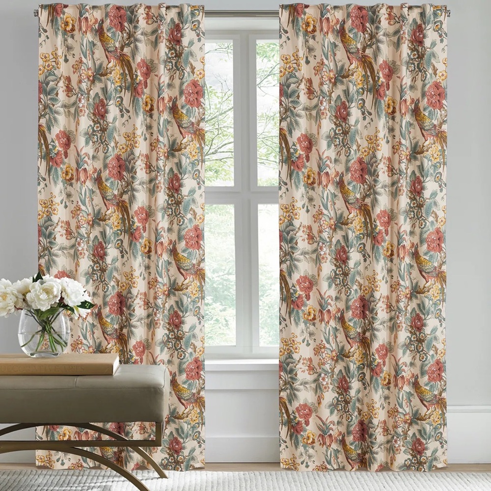 Floral Patterned Curtains, set of 3 (52” W x 96” L)